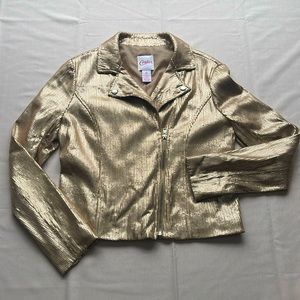 Gold Sequined Asymmetrical Zipper Jacket